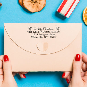 Custom Merry Christmas Family Address Stamp