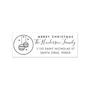 Custom Merry Christmas Family Name Return Address Rubber Stamp