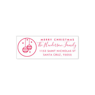 Custom Merry Christmas Family Name Return Address Self-inking Stamp