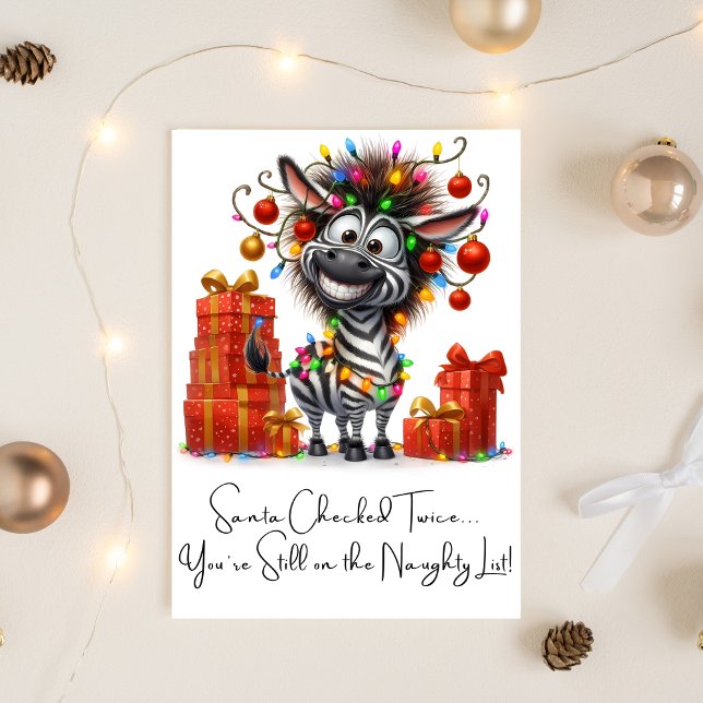 Custom Merry Christmas Funny Quotes For Friends  Holiday Postcard (Santa 's naughty list funny holiday card)
