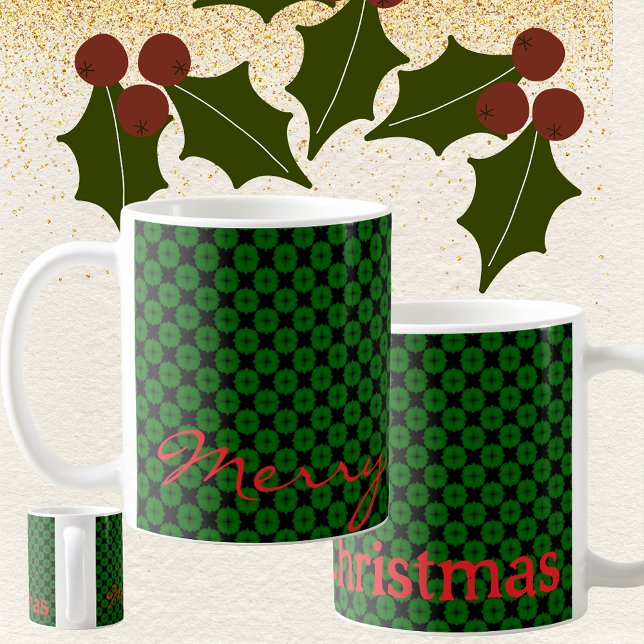 Custom Merry Christmas holiday green plaid Coffee Mug (Creator Uploaded)