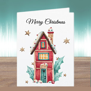Custom, Merry Christmas Magical Sweets House Holiday Card