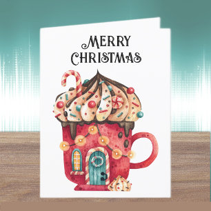 Custom, Merry Christmas Magical Sweets House  Holiday Card