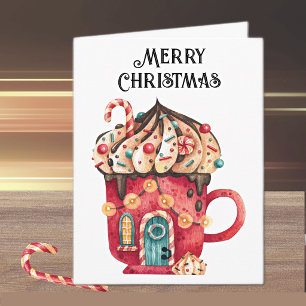 Custom, Merry Christmas Magical Sweets House Holiday Card