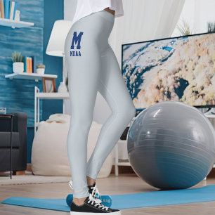 Custom Merry Christmas Metallic Silver Royal Blue Leggings