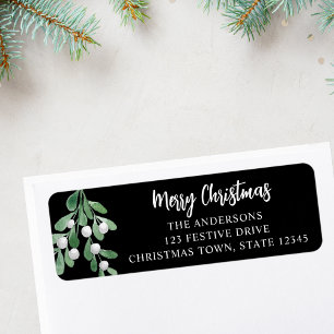 Custom Merry Christmas Mistletoe Return Address Label