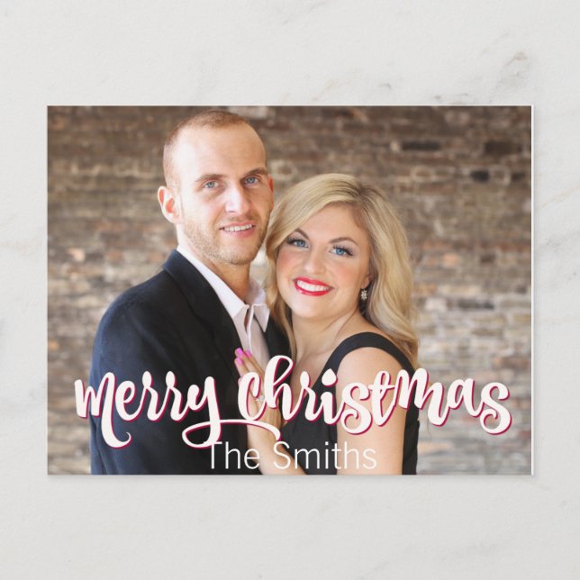 Custom Merry Christmas One Photo Postcard (Front)