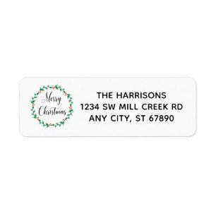 Custom Merry Christmas Return Address Label