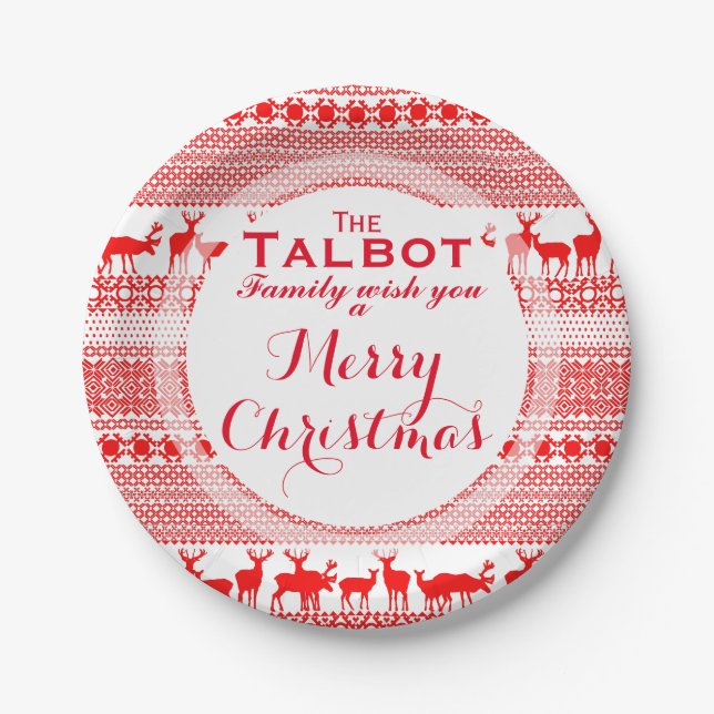 Custom MERRY CHRISTMAS SEASON'S GREETING Paper Pla Plate (Front)