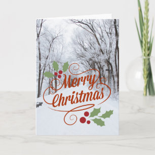 Custom MERRY CHRISTMAS SNOW PATH SEASON'S GREETING Holiday Card