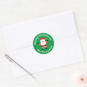 Custom Merry Christmas stickers with cute Santa