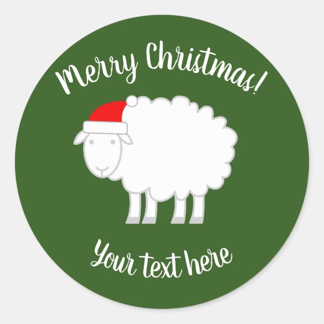 Custom Merry Christmas stickers with cute sheep (Front)