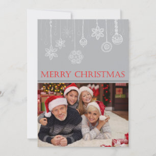 Custom Merry Christmas Three Family Photos Holiday Card