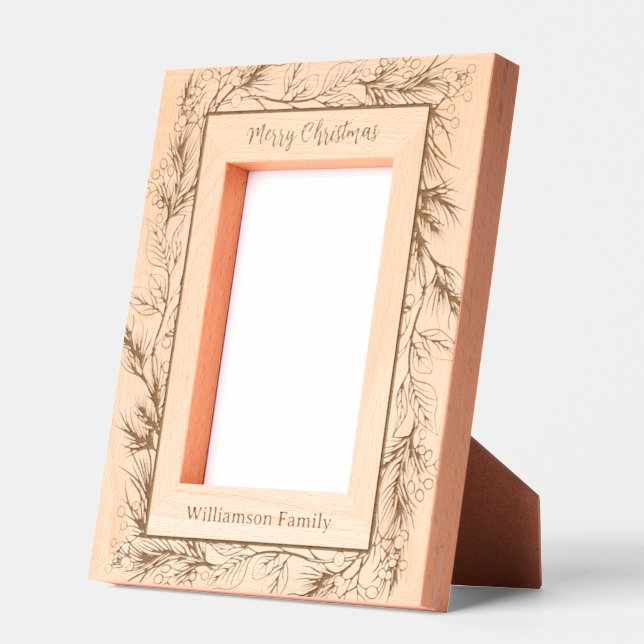 Custom Merry Christmas Winter Botanical Etched Frames (Left)