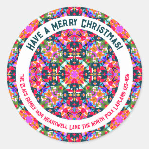 Custom Merry Colorful Modern Christmas Party Classic Round Sticker
