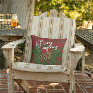 Custom Merry Everything Red Green Cabin Porch Cushion
