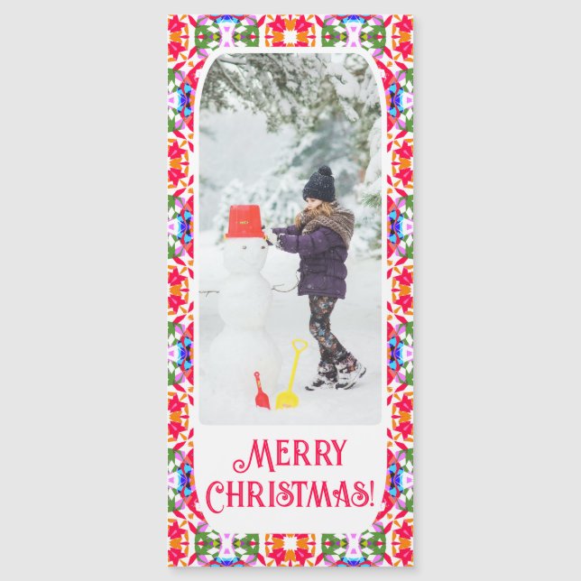 Custom Merry Jolly Christmas Photo Magnetic Card (Front)