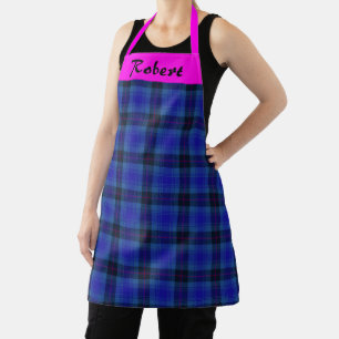 Custom Merry Navy Plaid, Navy Blue Magenta Tartan  Apron