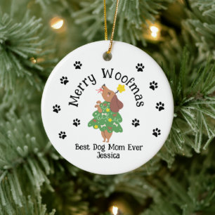 Custom Merry Woofmas Ornament – Dog Mum & Dad gift