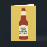 Custom Message Beer Lovers Card<br><div class="desc">This greeting card is ready to be customised with your own message on the front and the inside so you can create the perfect personalised card for birthdays or any occasion. It features an illustration of a brown glass beer bottle on the front against a golden yellow background.</div>