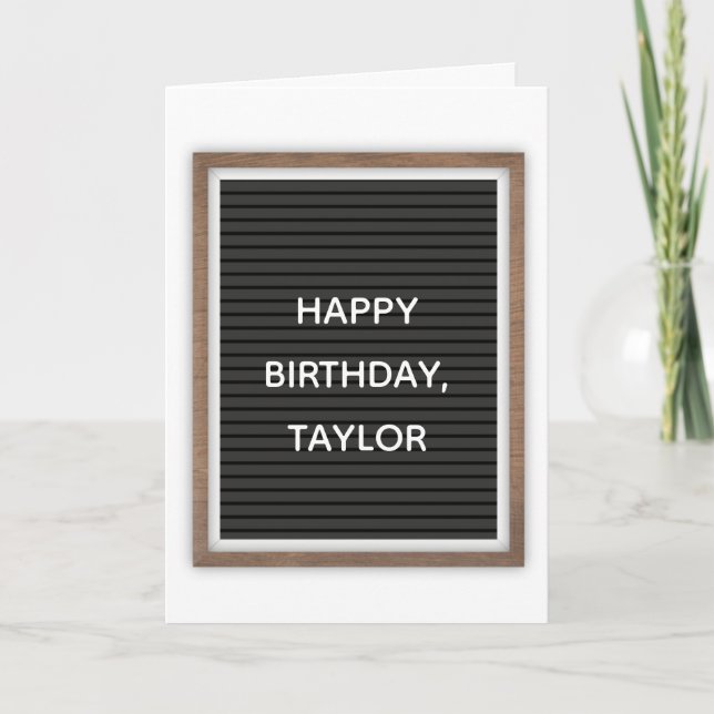 Custom Message Black Felt Letterboard Marquee Sign Card (Front)