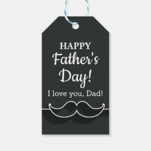 CUSTOM Message Black Moustache Father's Day Gift Tags