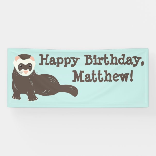Custom Message Brown Ferret Party Banner (Horizontal)