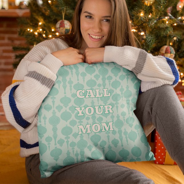 Custom Message Call Your Mom Pastel Holiday Cushion (Creator Uploaded)