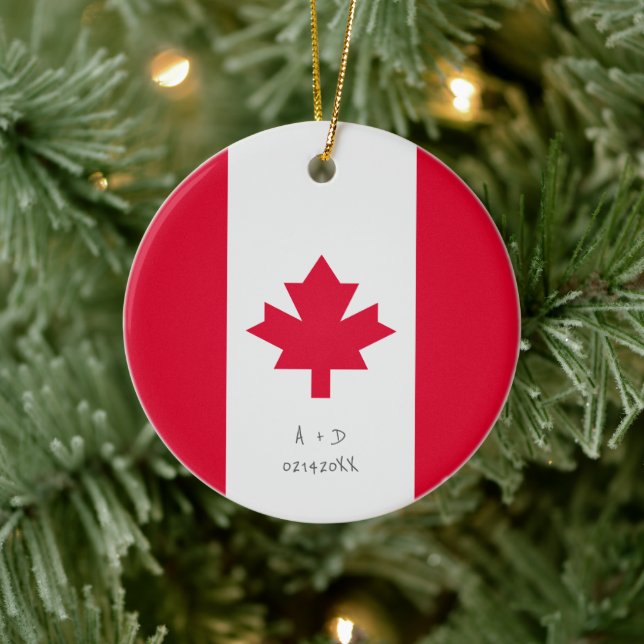 Custom Message Canada Flag Ceramic Ornament (Tree)