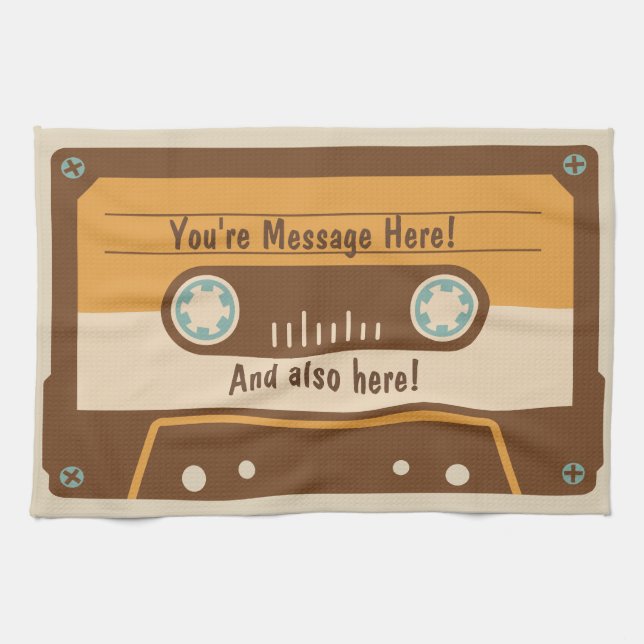 Custom Message Cassette Tape Kitchen Towel (Horizontal)