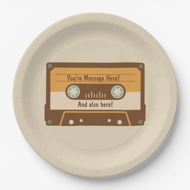 Custom Message Cassette Tape Paper Plates (Front)
