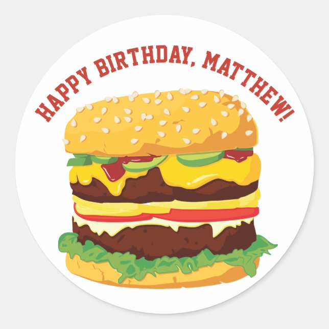 Custom Message Cheeseburger Stickers or Seals (Front)
