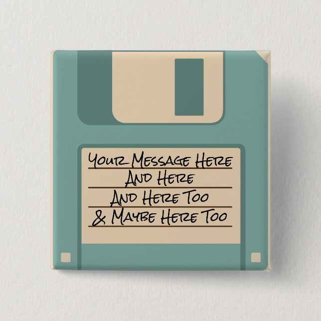 Custom Message Computer Floppy Disc Button (Front)