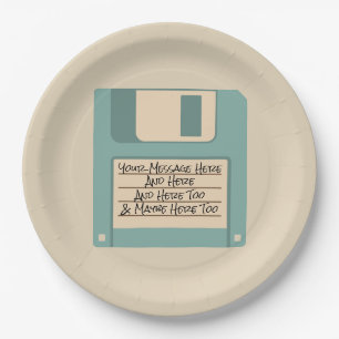 Custom Message Computer Floppy Disc Paper Plates