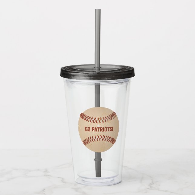 Custom Message Distressed Baseball Acrylic Tumbler (Front)