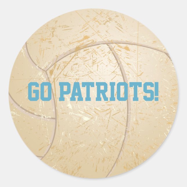 Custom Message Distressed Volleyball Classic Round Sticker (Front)