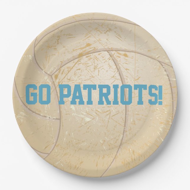 Custom Message Distressed Volleyball Paper Plate (Front)