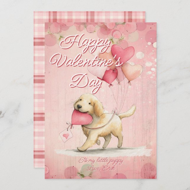 Custom Message Dog Animal Valentines Day Holiday Card (Front/Back)