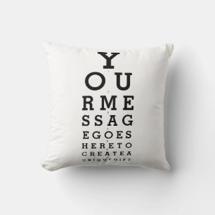 Custom Message Fun Eyesight Test Black And White Cushion