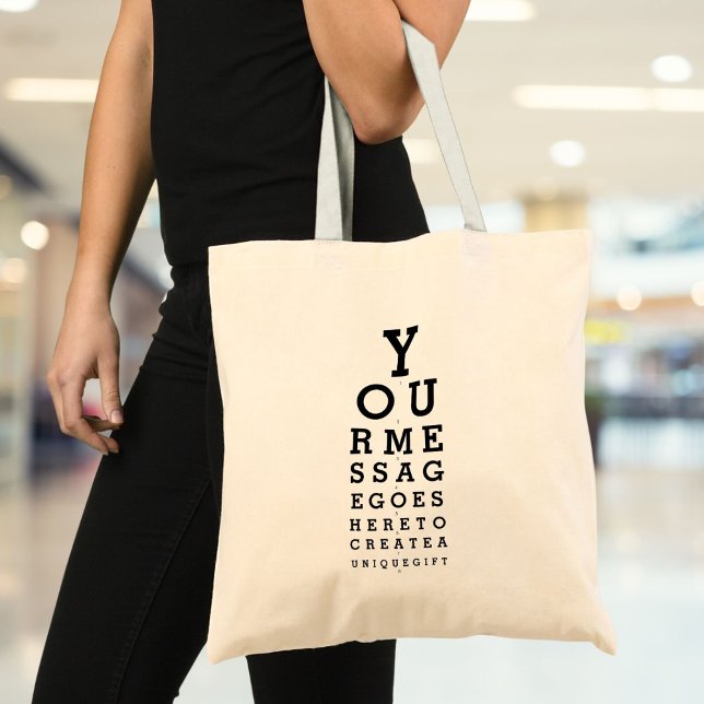 Custom Message Fun Eyesight Test Optician Chart Tote Bag (Custom Message Fun Eye Sight Test Optician Chart Tote Bag)