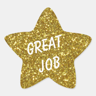 Custom Message Gold Star with Gold Glitter Texture Sticker