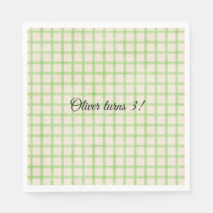 Custom message green gingham pattern napkin