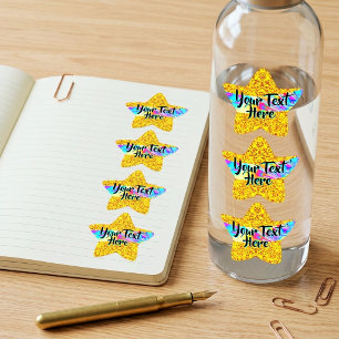 Custom message Holographic Gold Star Award Sticker