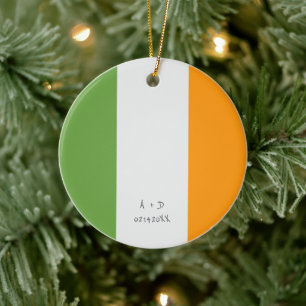 Custom Message Ireland Flag Ceramic Ornament