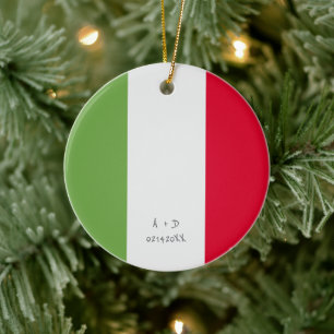 Custom Message Italy Flag Ceramic Ornament