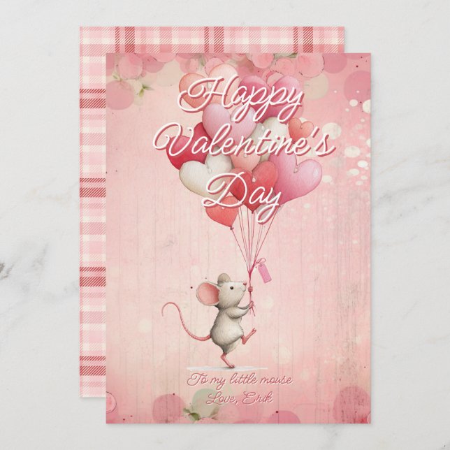 Custom Message Mouse Animal Valentines Day Holiday Card (Front/Back)