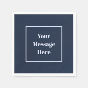 Custom Message Navy and Light Blue Party Napkin