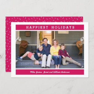 Custom Message    Pink   Holiday Christmas photo Invitation