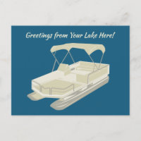 Custom Message Pontoon Boat Postcard