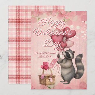 Custom Message Raccoon Animal Valentines Day Holiday Card